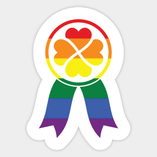 LGBTQ Clover Heart Ribbon Badge St. Patrick's Day Design for LGBTQ Parade on St. Patrick's Day Sticker